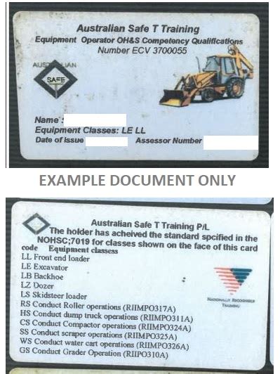 excavator operator ticket